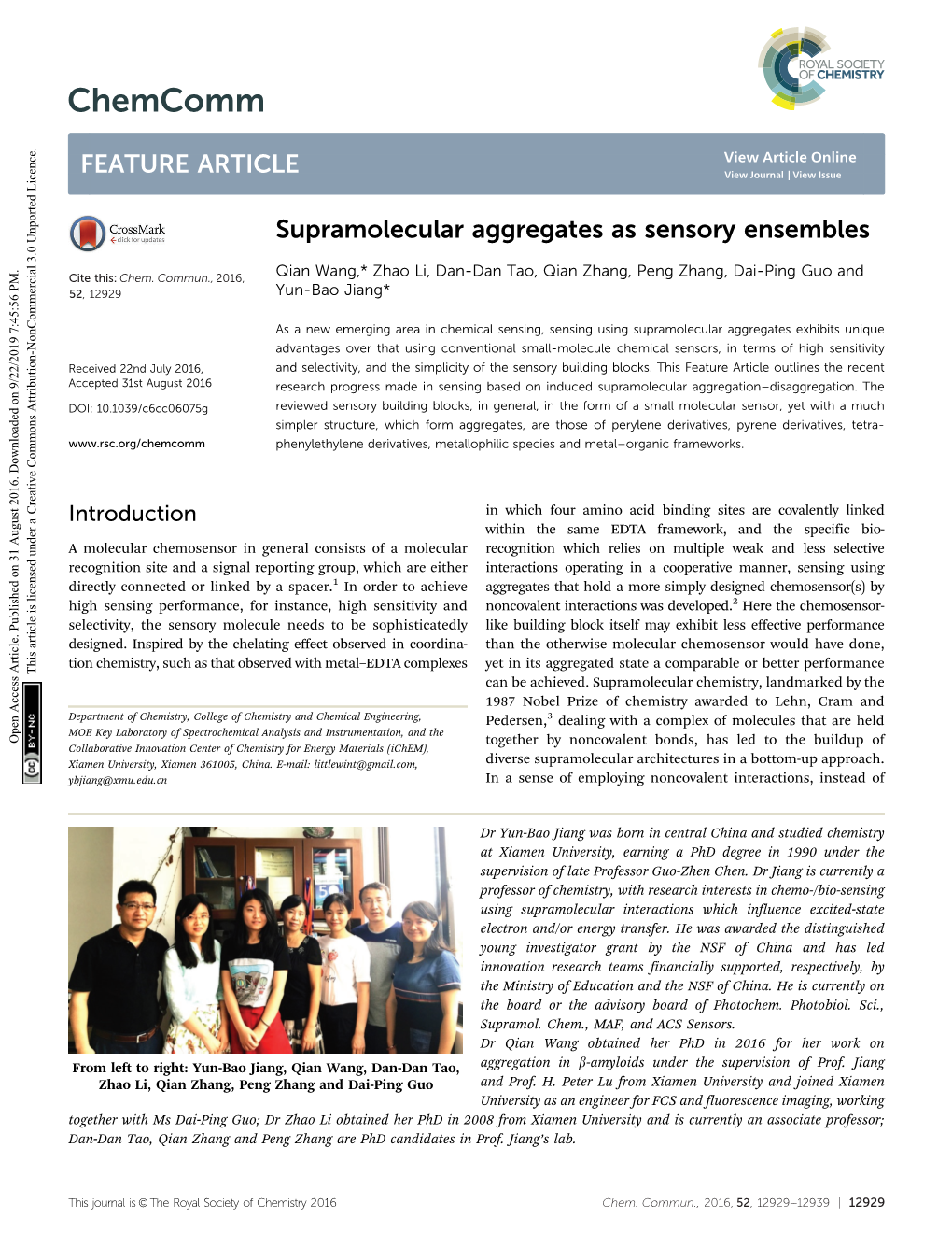 Supramolecular Aggregates As Sensory Ensembles