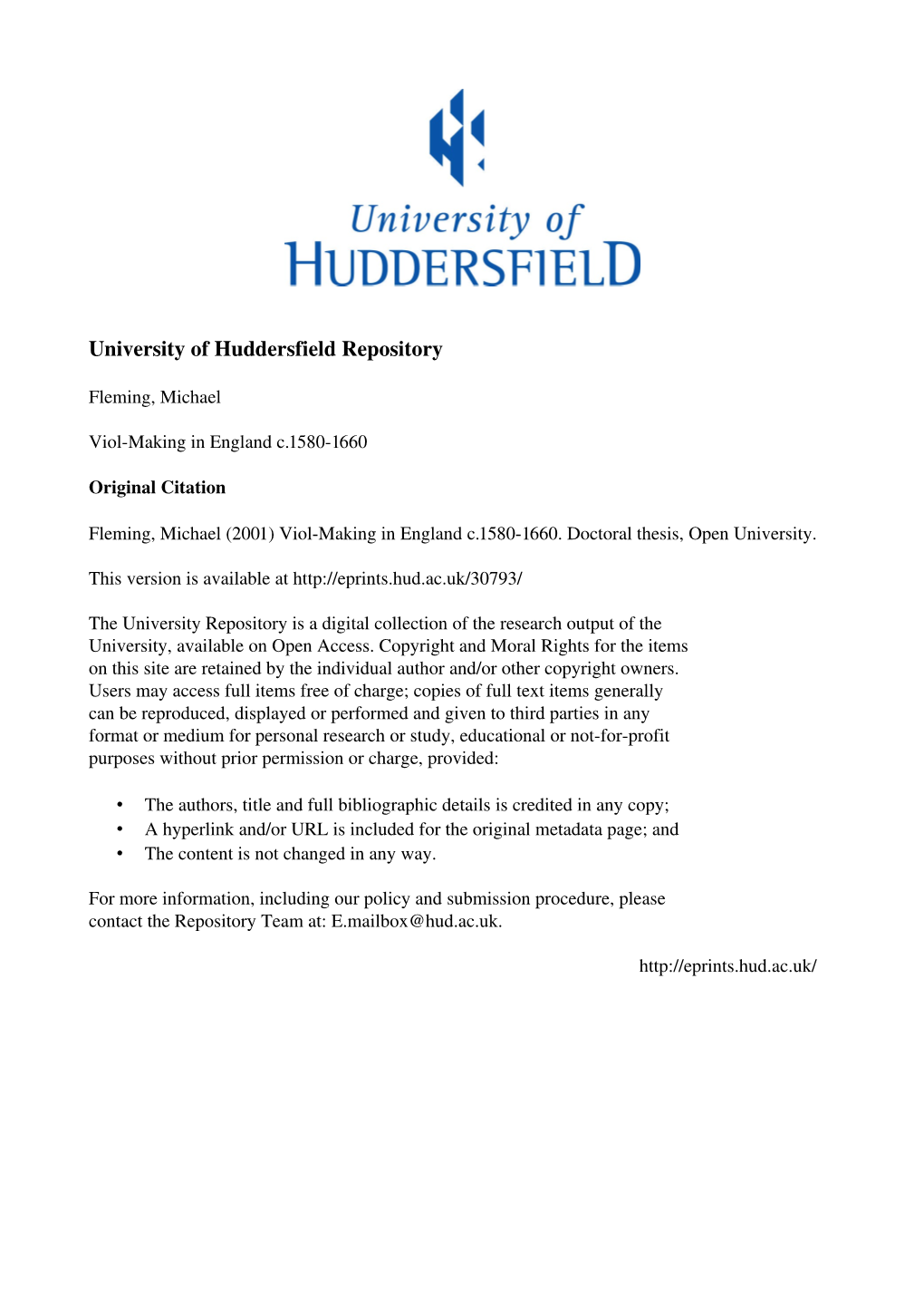University of Huddersfield Repository