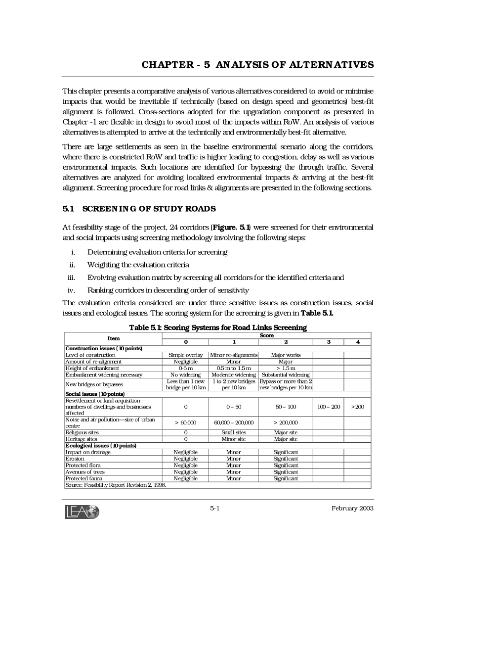 Chapter5 Analysis of Alternatives (CEA15.Pdf)