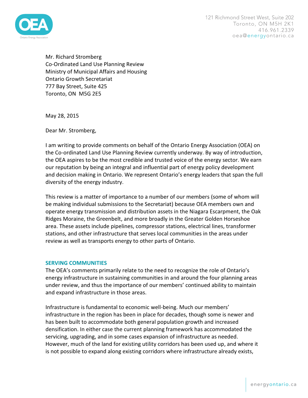 Co-Ordinated Land Use Planning Review Ministry of Municipal Affairs and Housing Ontario Growth Secretariat 777 Bay Street, Suite 425 Toronto, on M5G 2E5