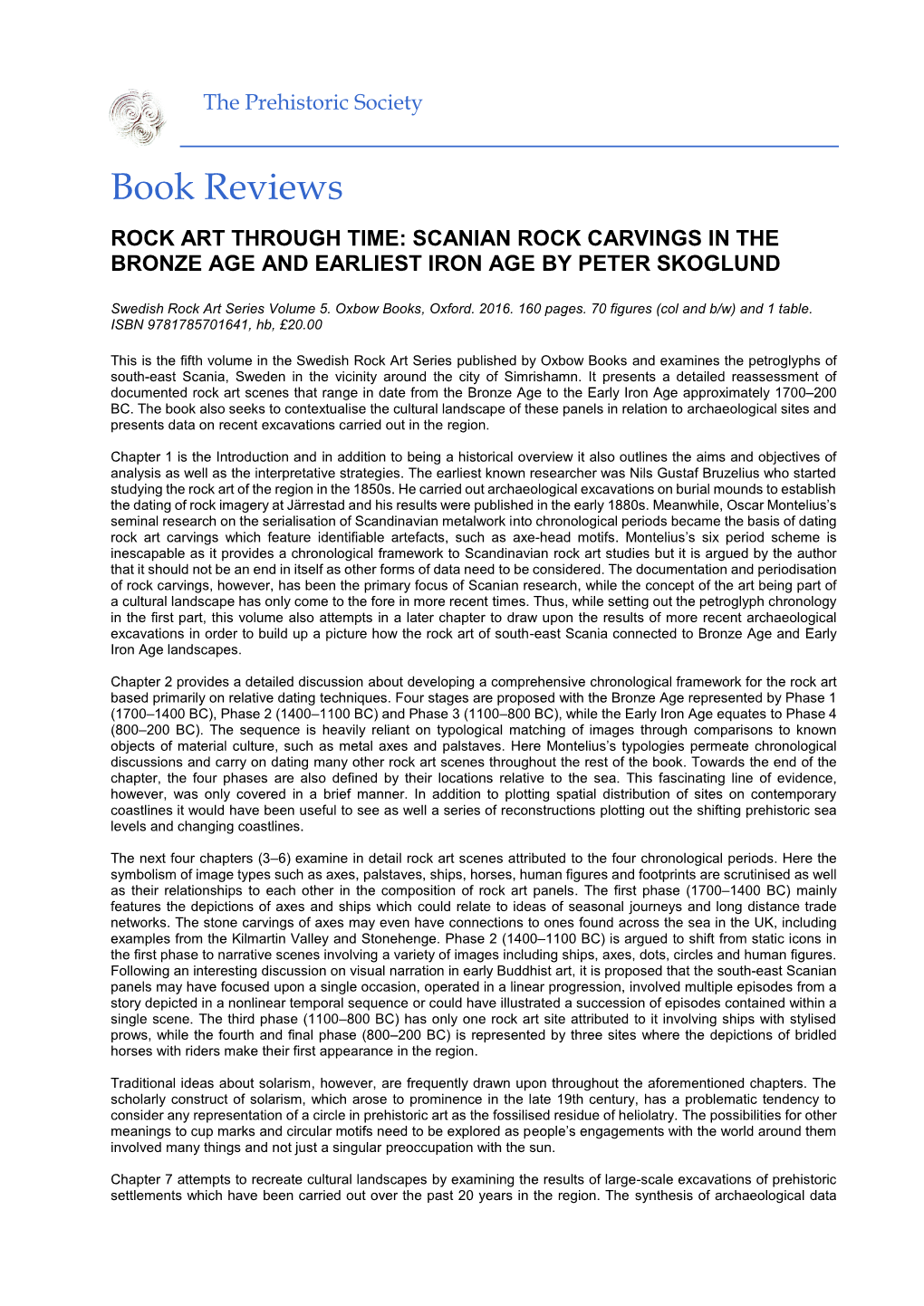 Rock Art Through Time: Scanian Rock Carvings in the Bronze Age and Earliest Iron Age by Peter Skoglund