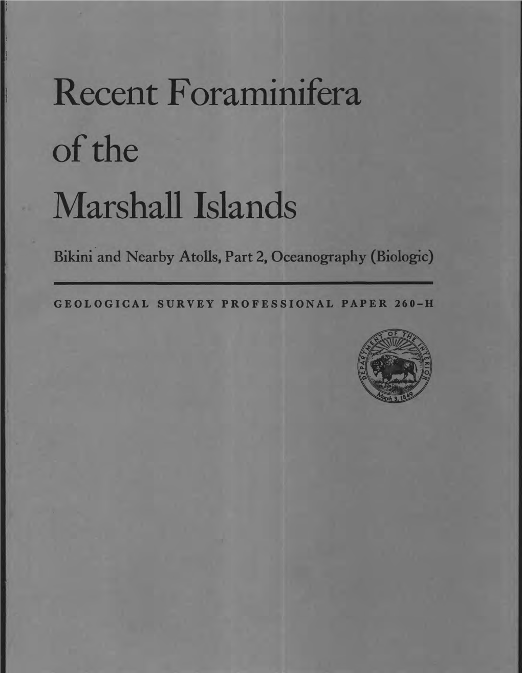 Recent Foraminifera of the Marshall Islands