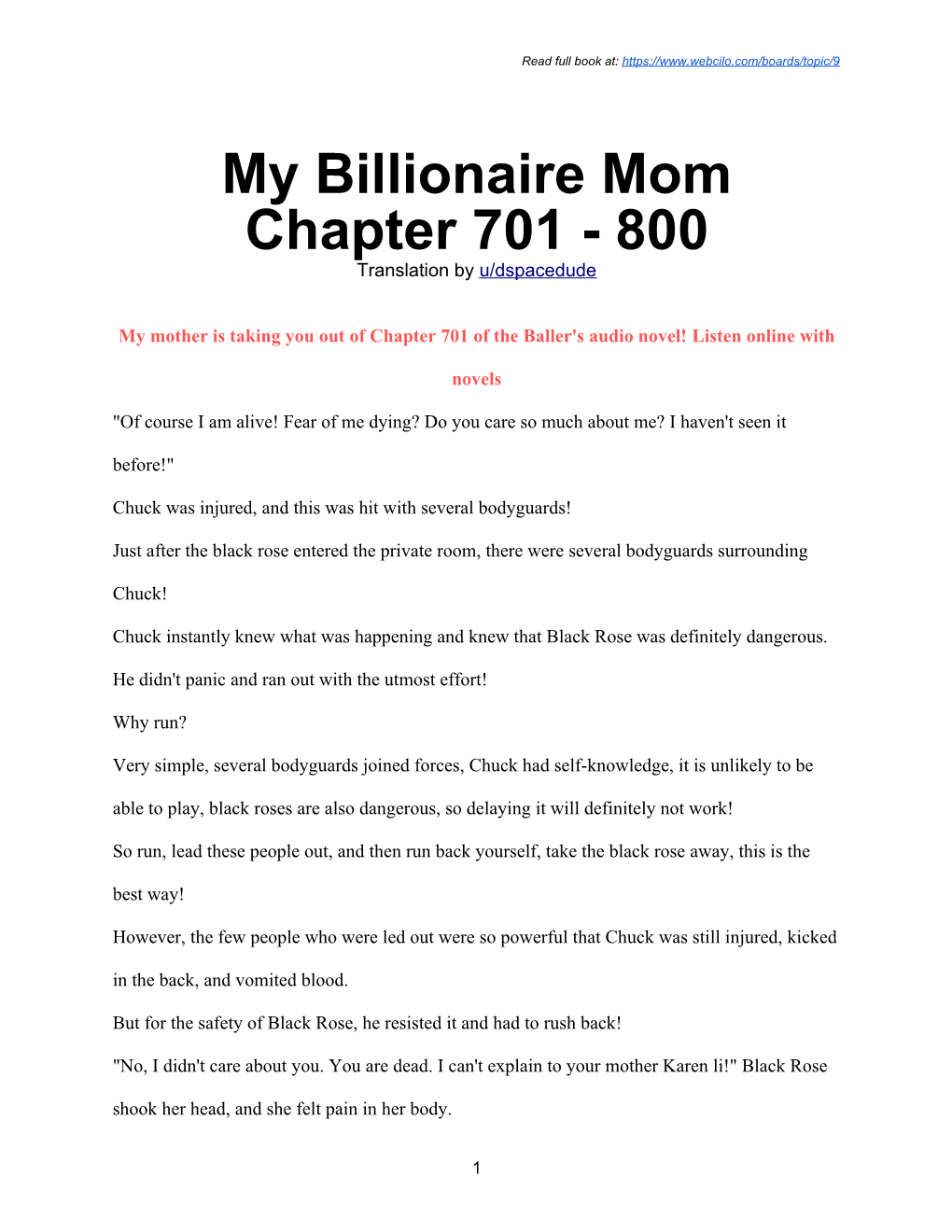 My Billionaire Mom Chapter 701 - 800 Translation by U/ Dspacedude