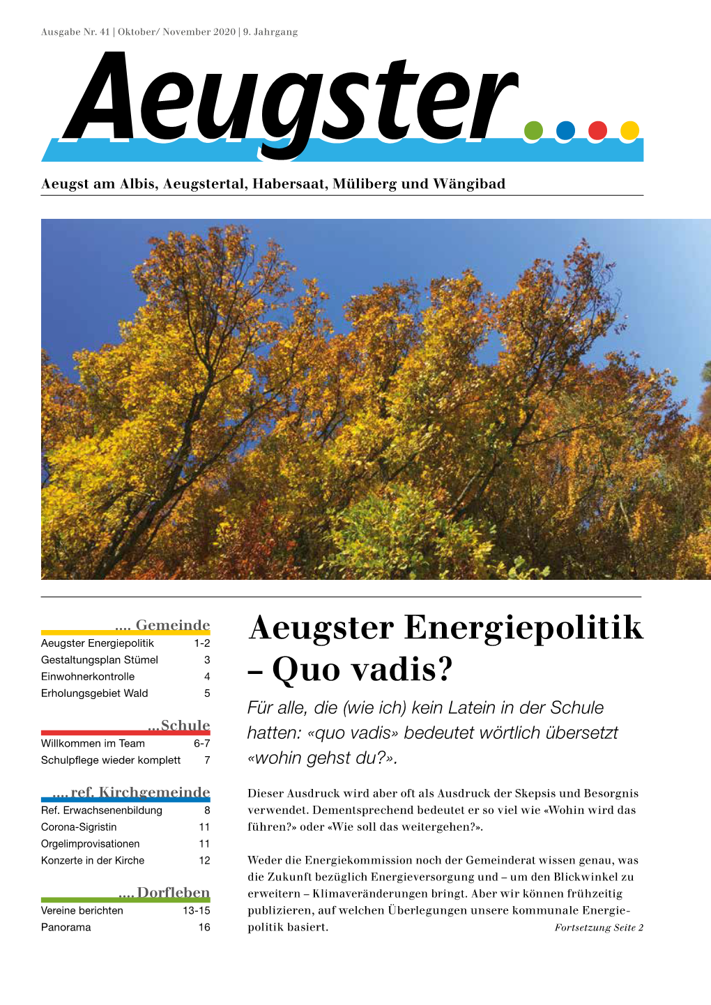 Aeugster Energiepolitik – Quo Vadis?