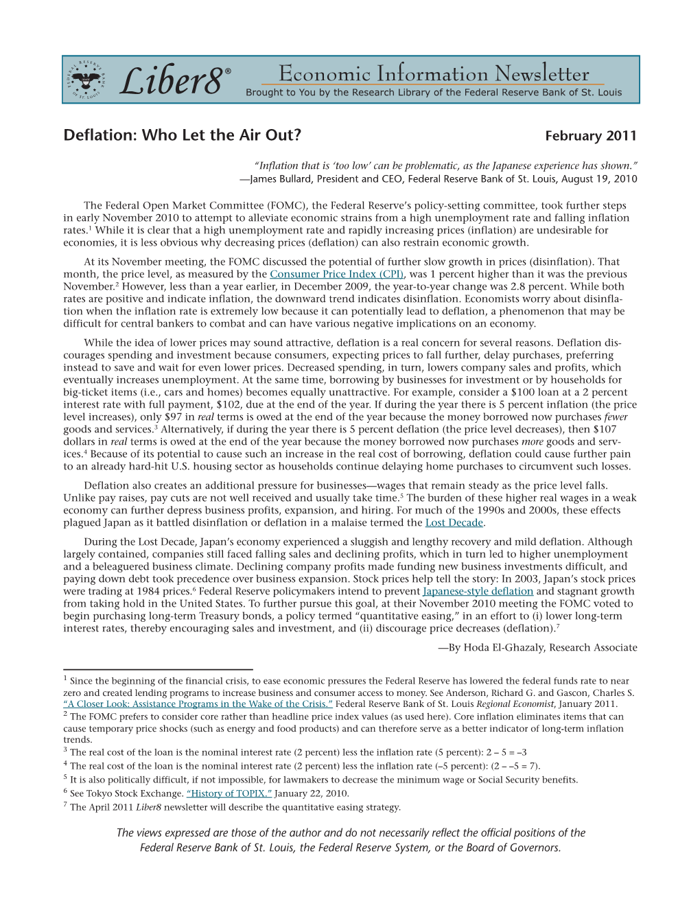 Deflation: Who Let the Air Out? February 2011