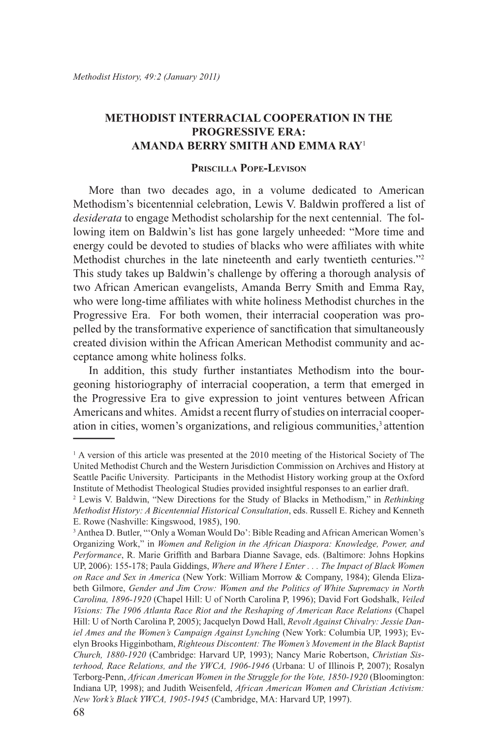 Methodist Interracial Cooperation in the Progressive Era: Amanda Berry Smith and Emma Ray