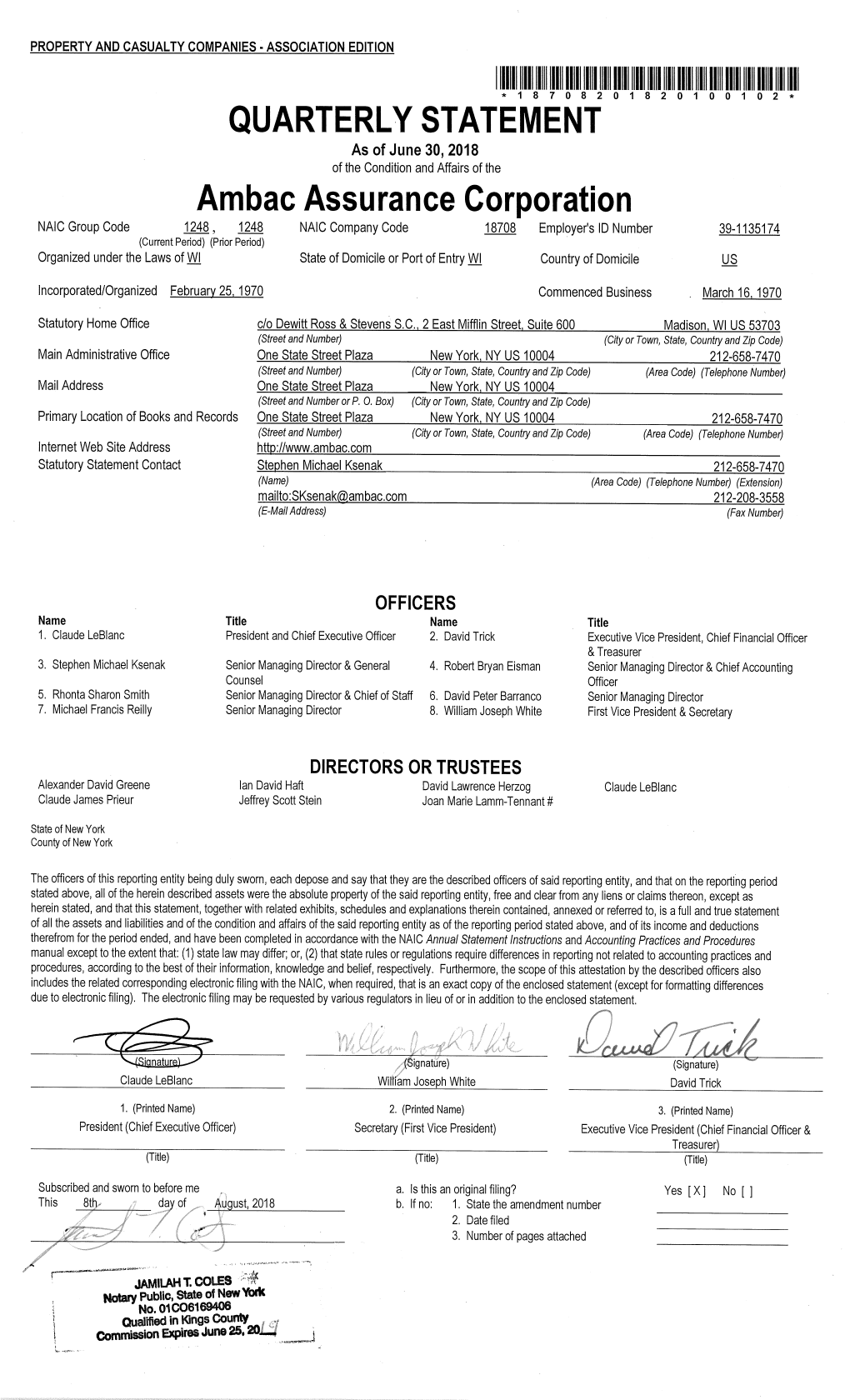 Ambac Assurance Corporation ASSETS Current Statement Date 4 1 2 3 Net Admitted December 31 Nonadmitted Assets Prior Year Net Assets Assets (Cols