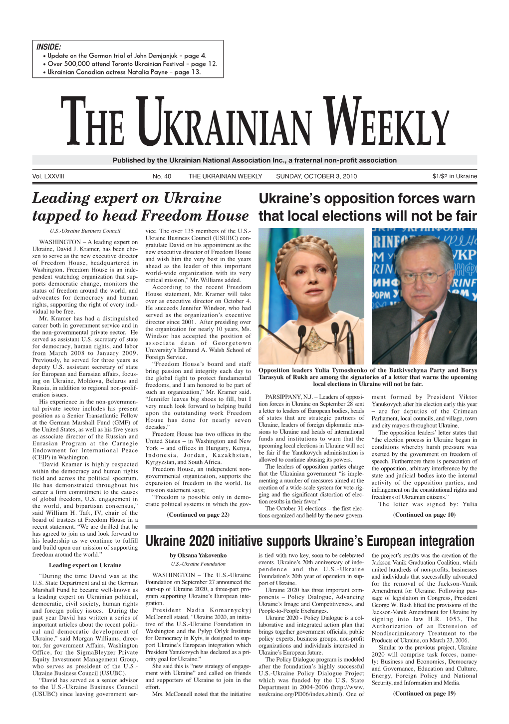The Ukrainian Weekly 2010, No.40