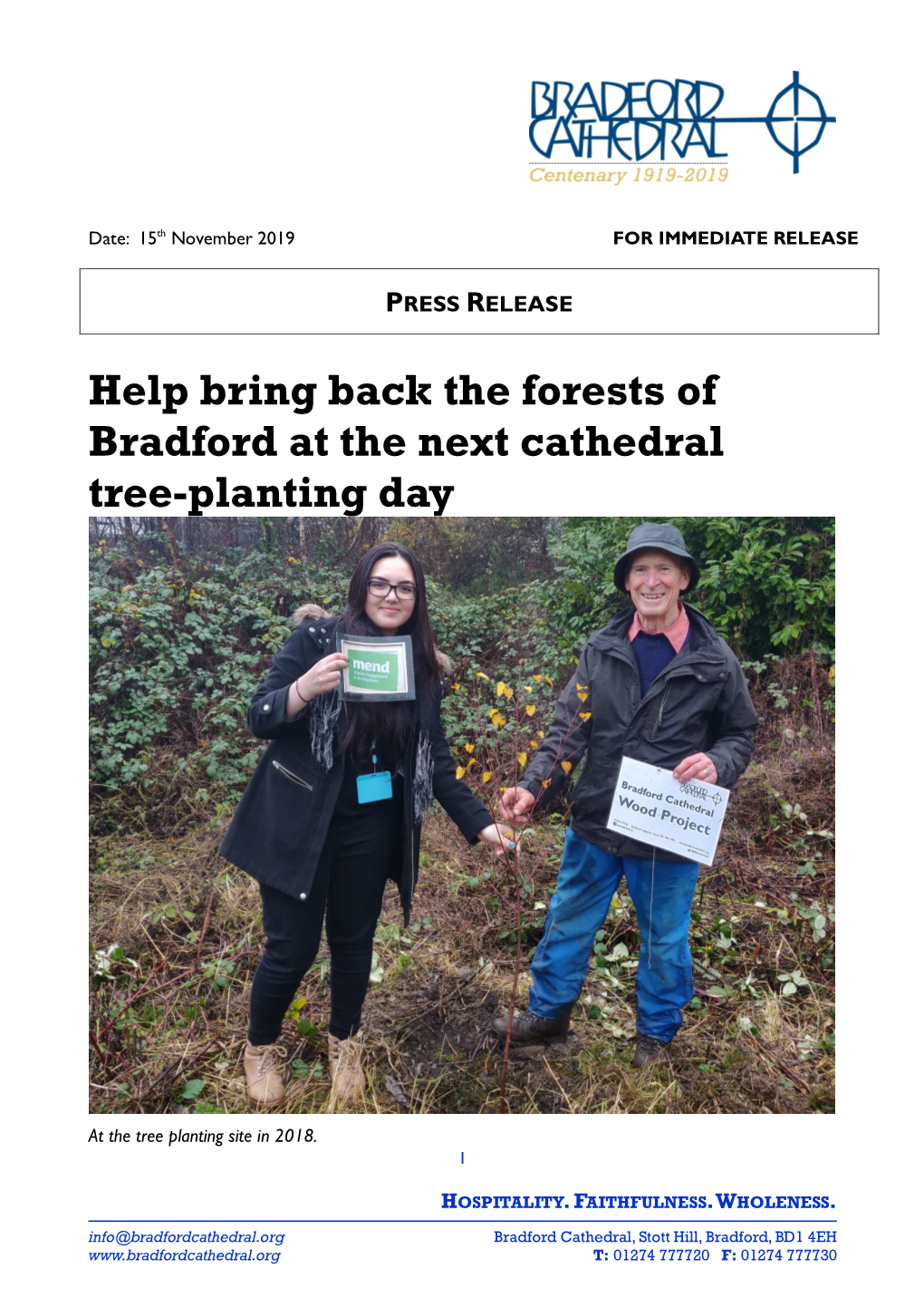 Help Bring Back the Forests of Bradford at the Next Cathedral Tree-Planting Day