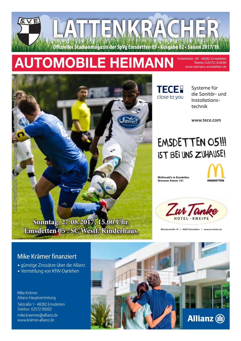 LATTENKRACHER Offizielles Stadionmagazin Der Spvg Emsdetten 05 • Ausgabe 02 • Saison 2017/18