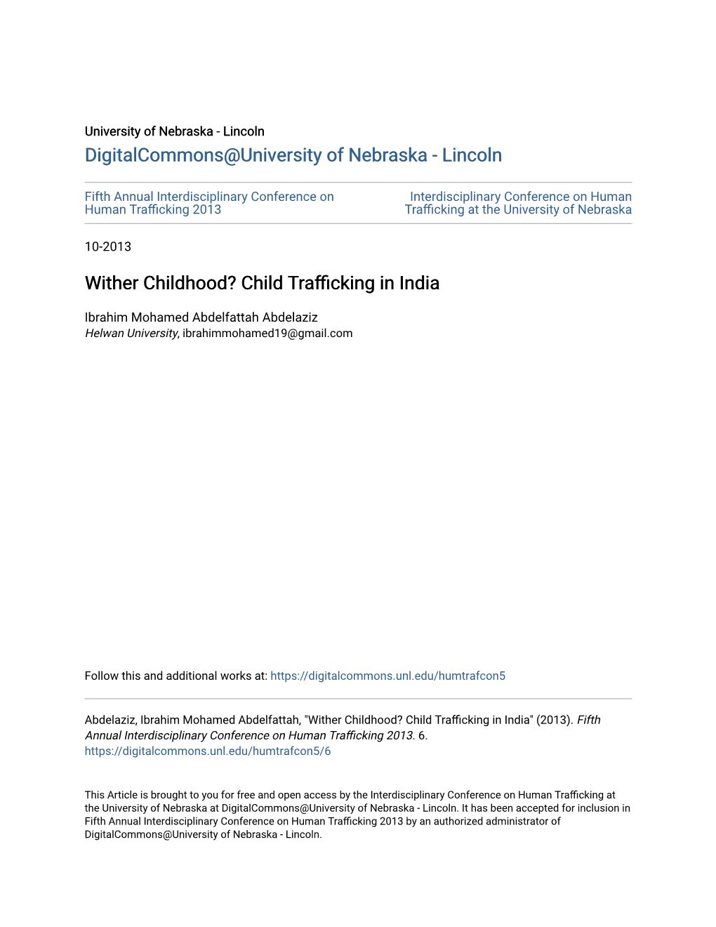 Child Trafficking in India