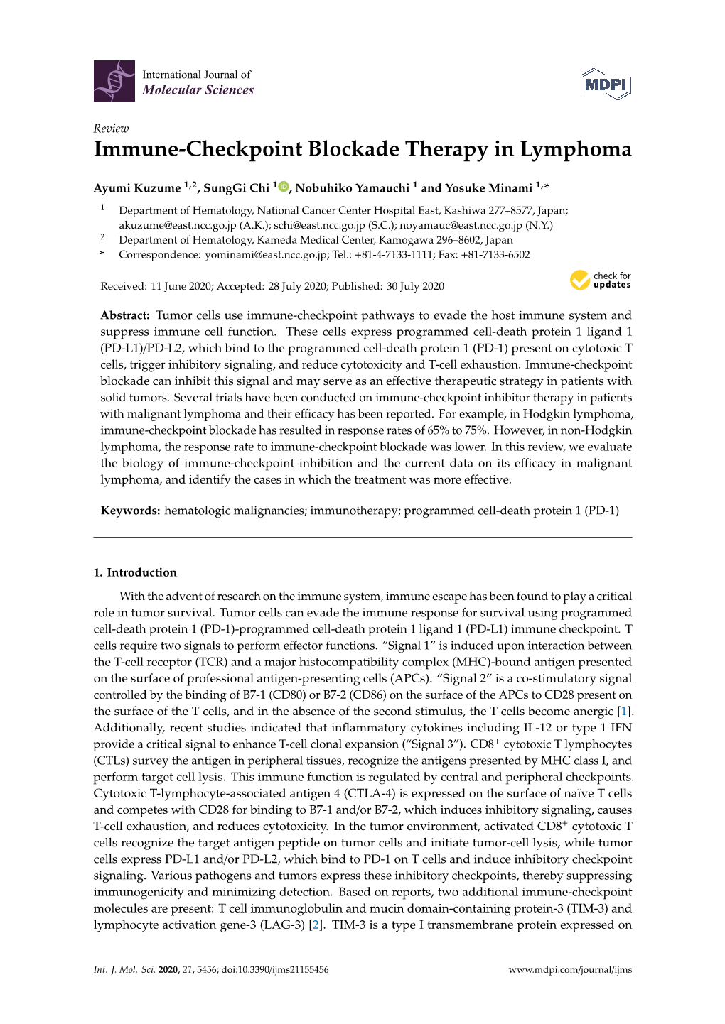 Immune-Checkpoint Blockade Therapy in Lymphoma