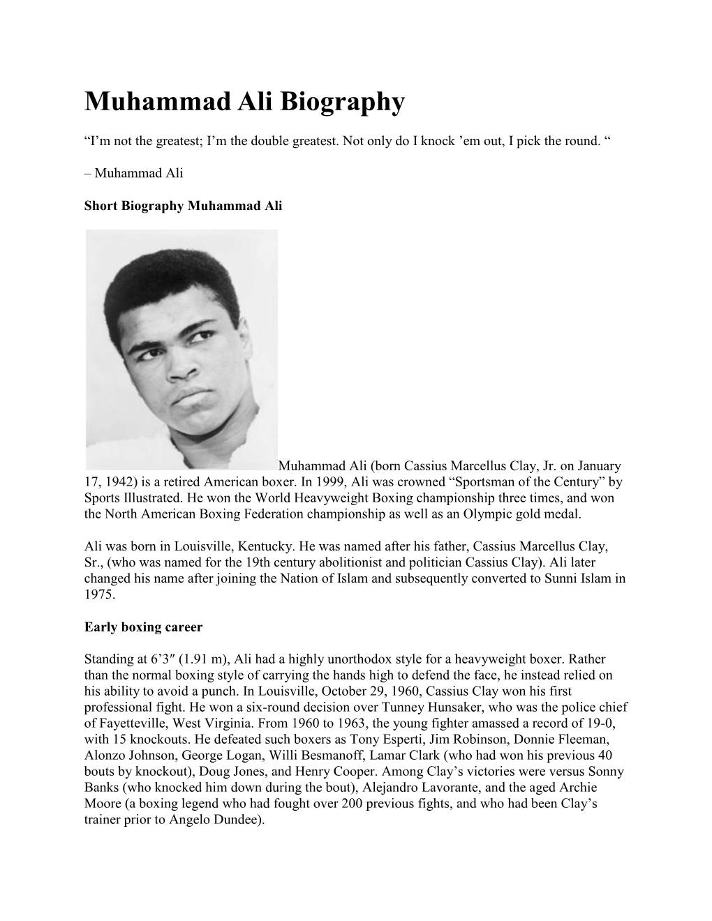 Muhammad Ali Biography