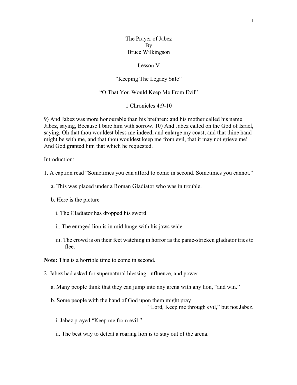 The Prayer of Jabez by Bruce Wilkingson Lesson V