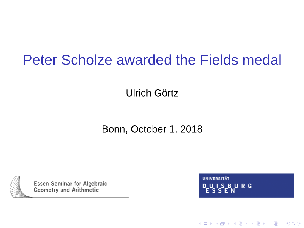 Peter Scholze Awarded the Fields Medal