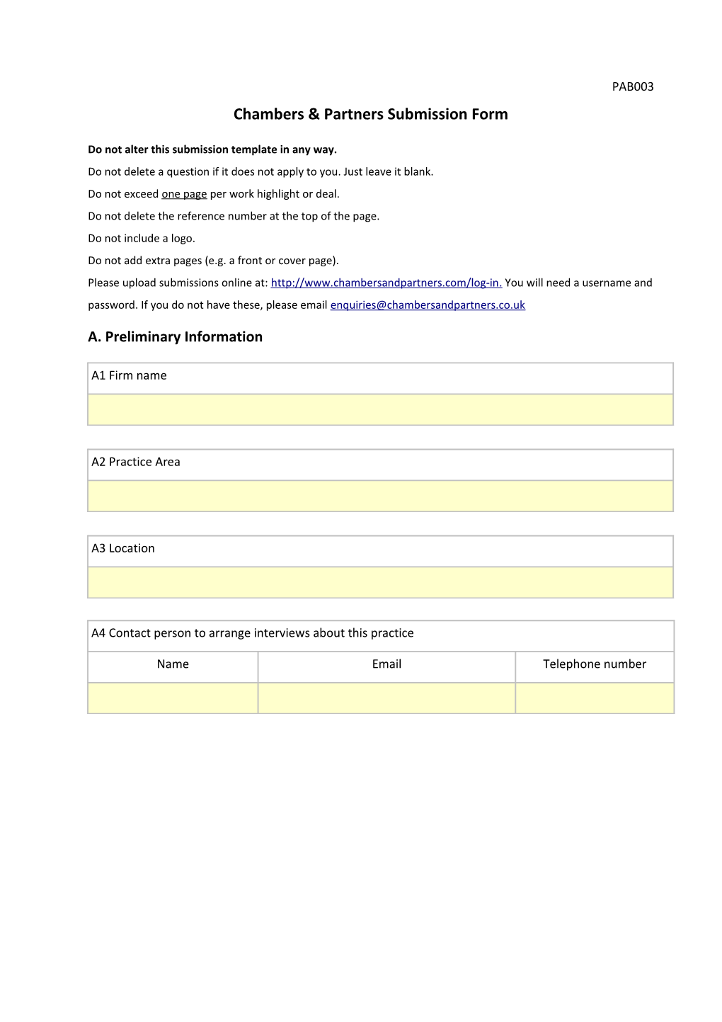 Chambers & Partners Submission Form