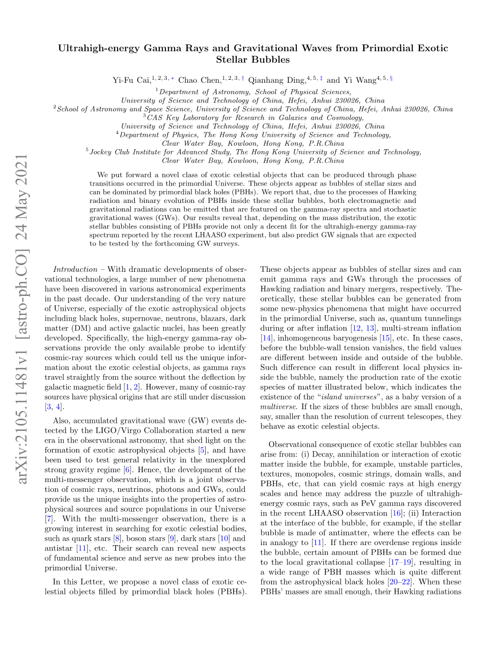 Arxiv:2105.11481V1 [Astro-Ph.CO] 24 May 2021