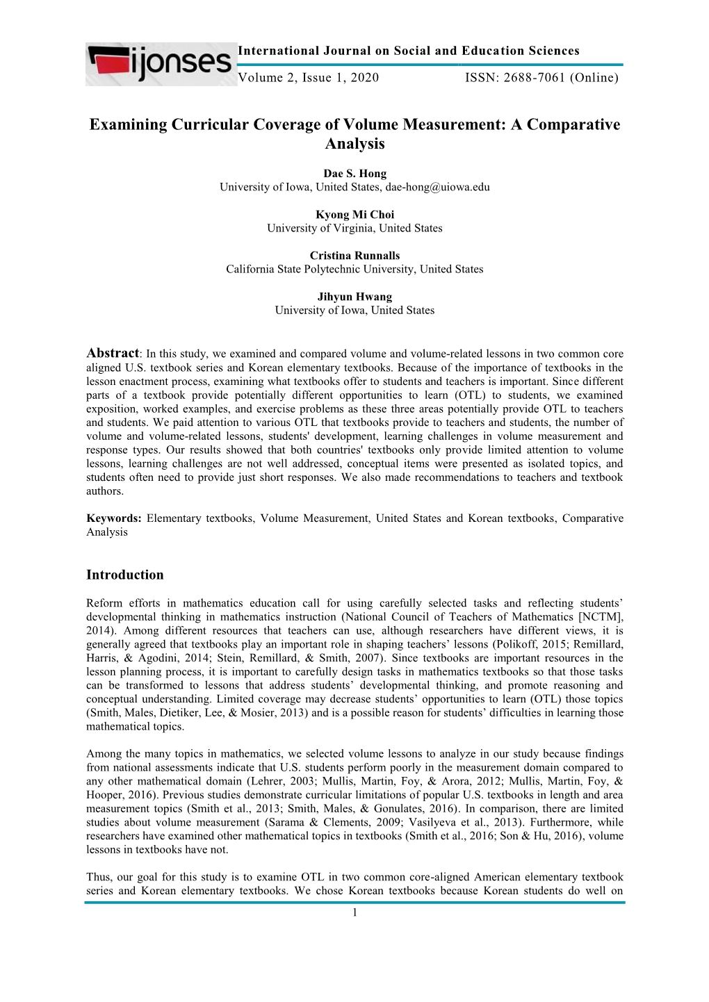 Examining Curricular Coverage of Volume Measurement: a Comparative Analysis