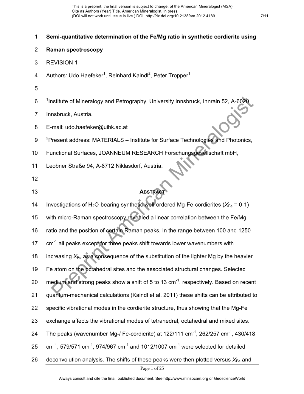 Preprint American Mineralogist 407