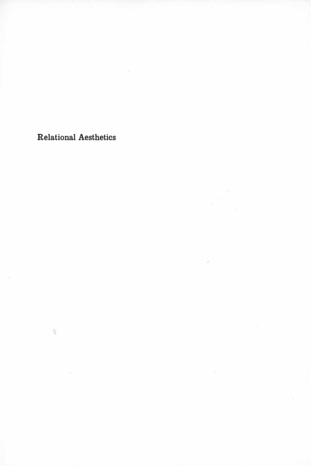 Relational Aesthetics Nicolas Bourriaud Relational Aesthetics