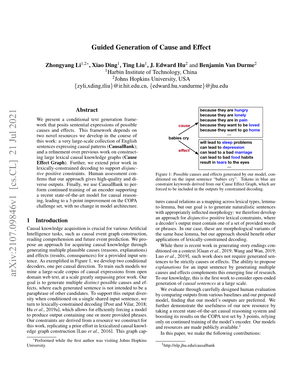 Guided Generation of Cause and Effect