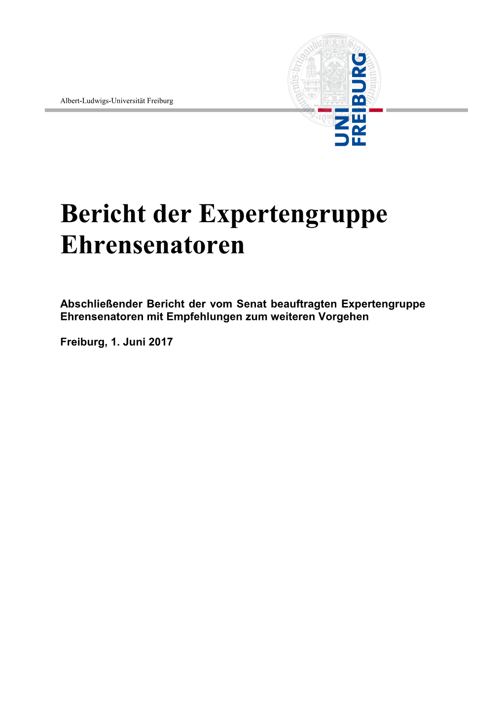 Bericht Der Expertengruppe Ehrensenatoren