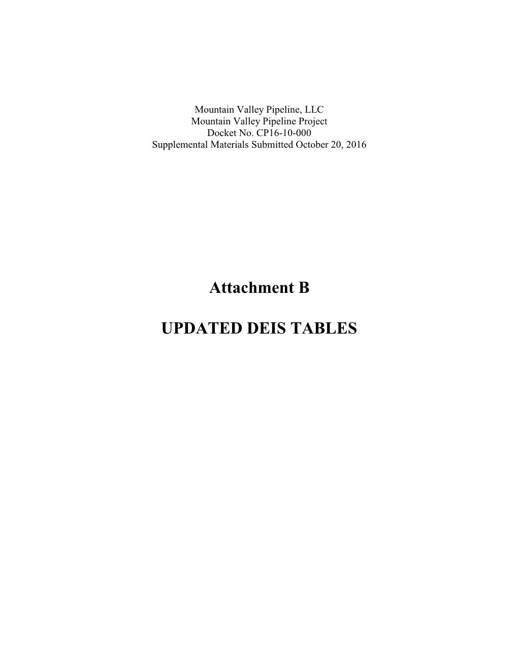 Attachment B UPDATED DEIS TABLES