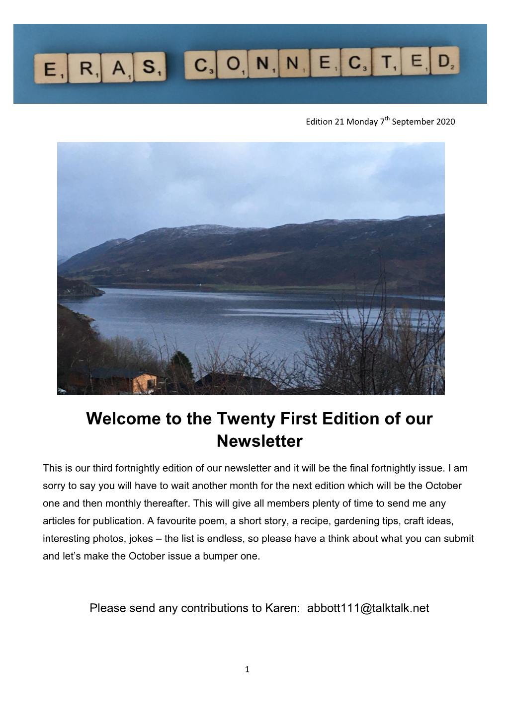 Welcome to the Twenty First Edition of Our Newsletter