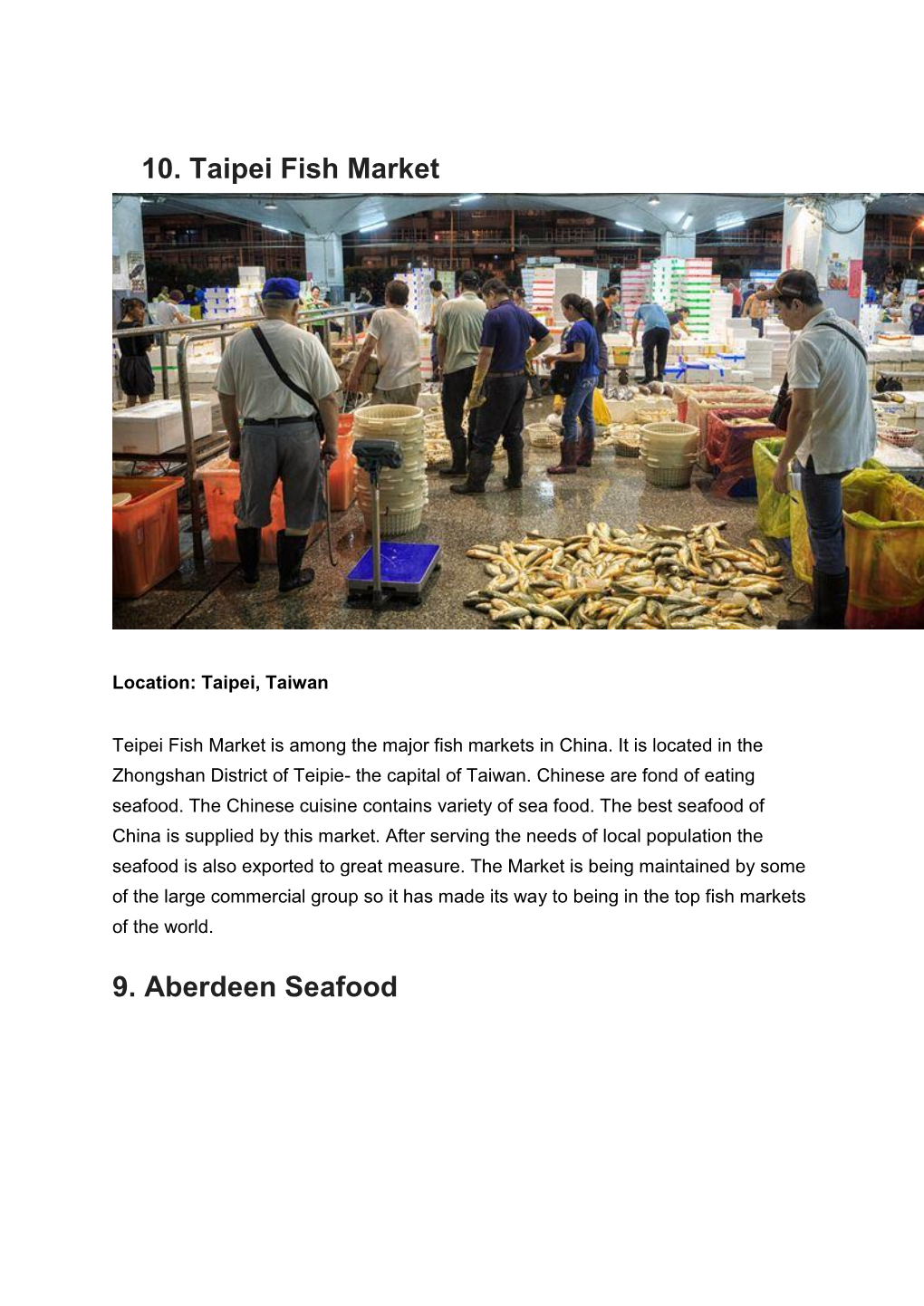 10. Taipei Fish Market 9. Aberdeen Seafood