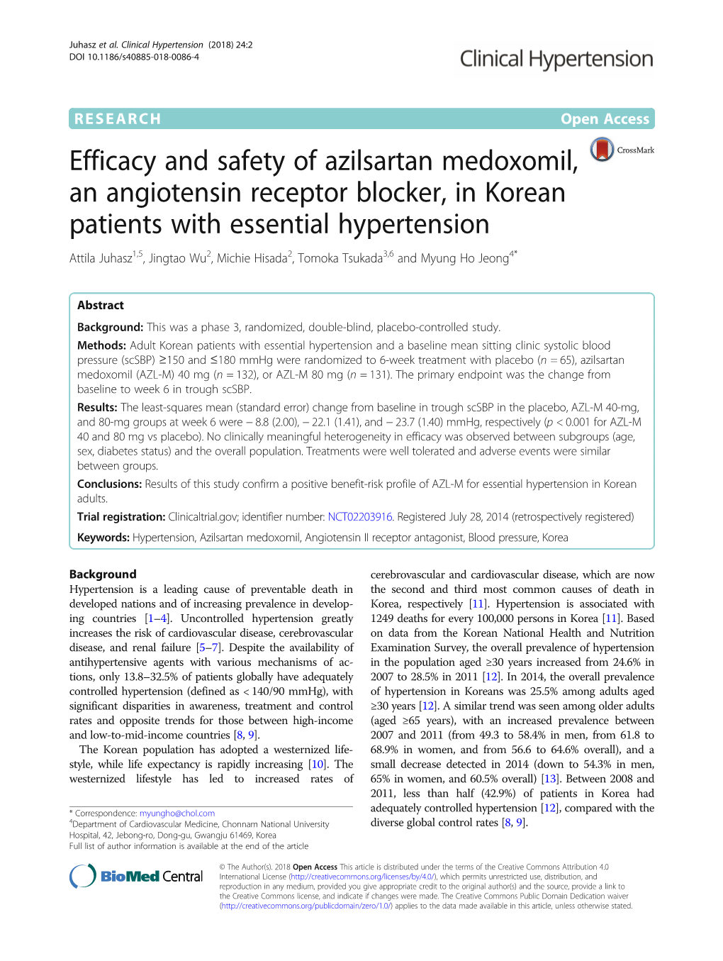 Efficacy and Safety of Azilsartan Medoxomil, an Angiotensin Receptor