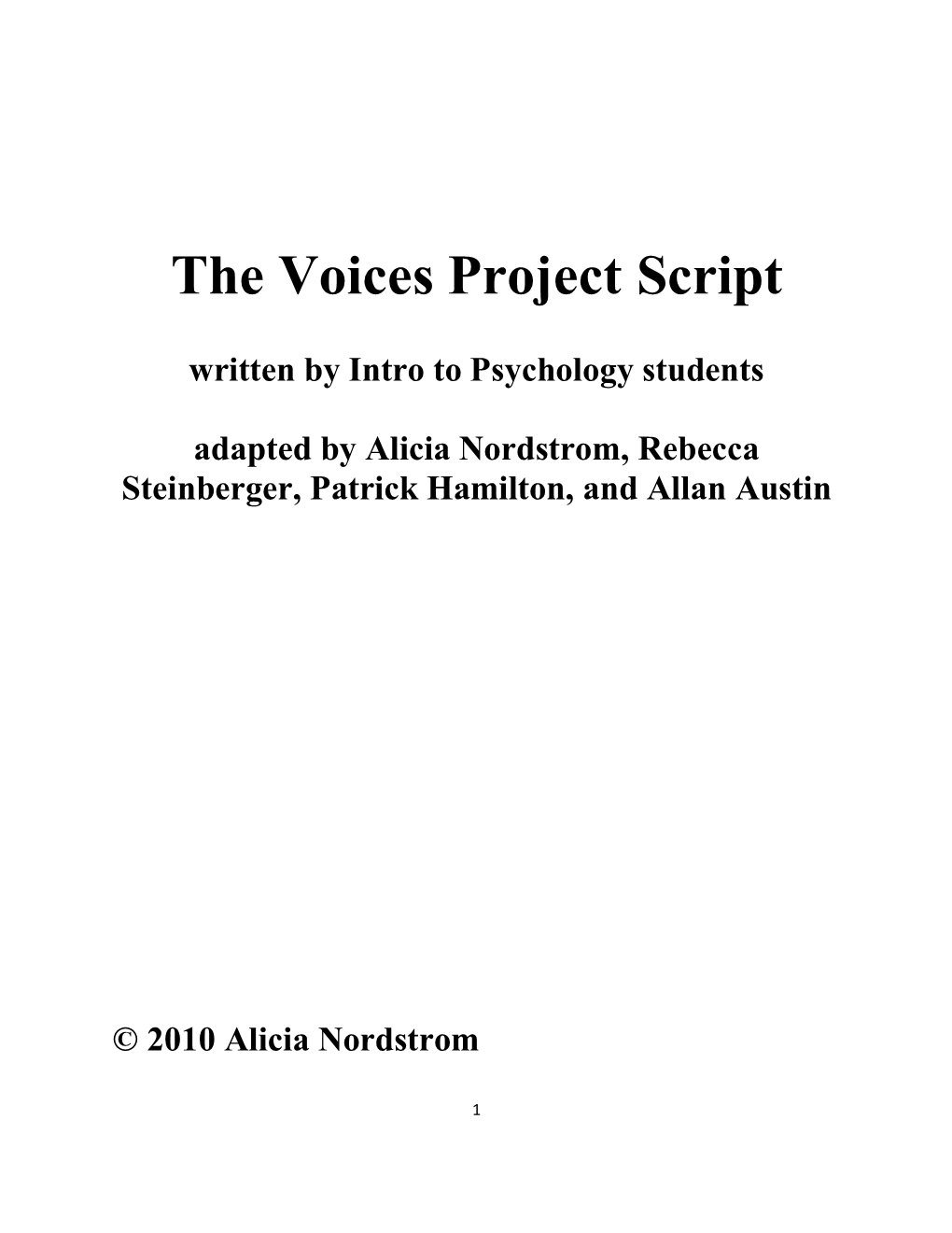 The Voices Project Script