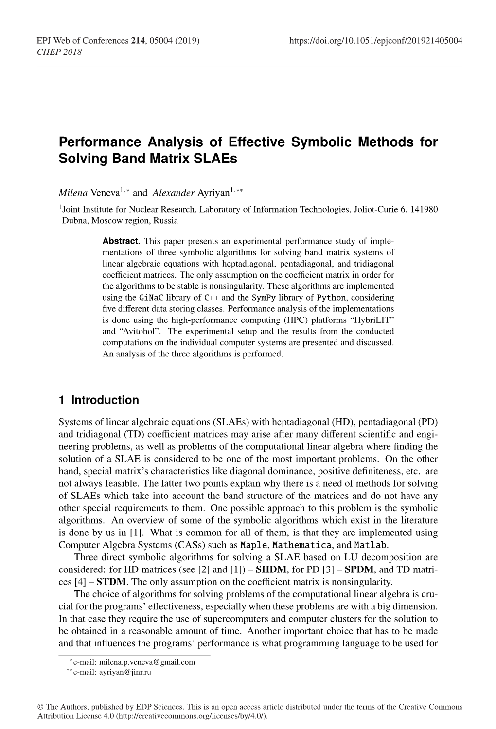 Performance Analysis of Effective Symbolic Methods for Solving Band Matrix Slaes