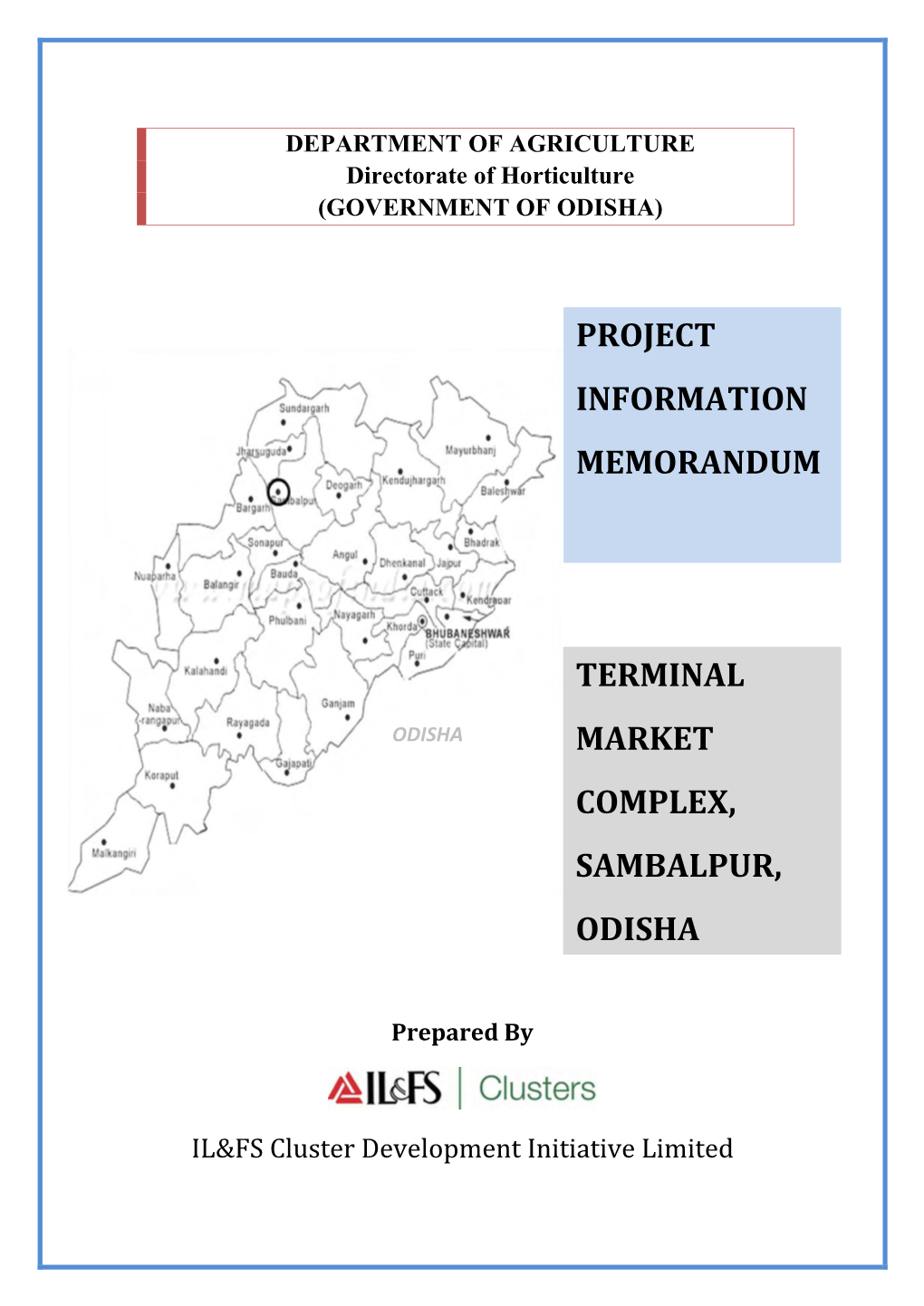 Project Information on Terminal Market Complex, Sambalpur,Odisha