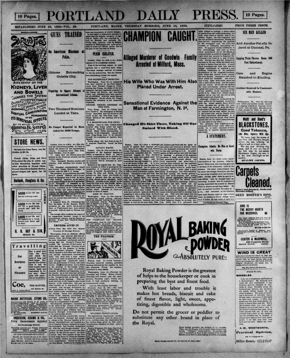 Portland Daily Press: June 14, 1900