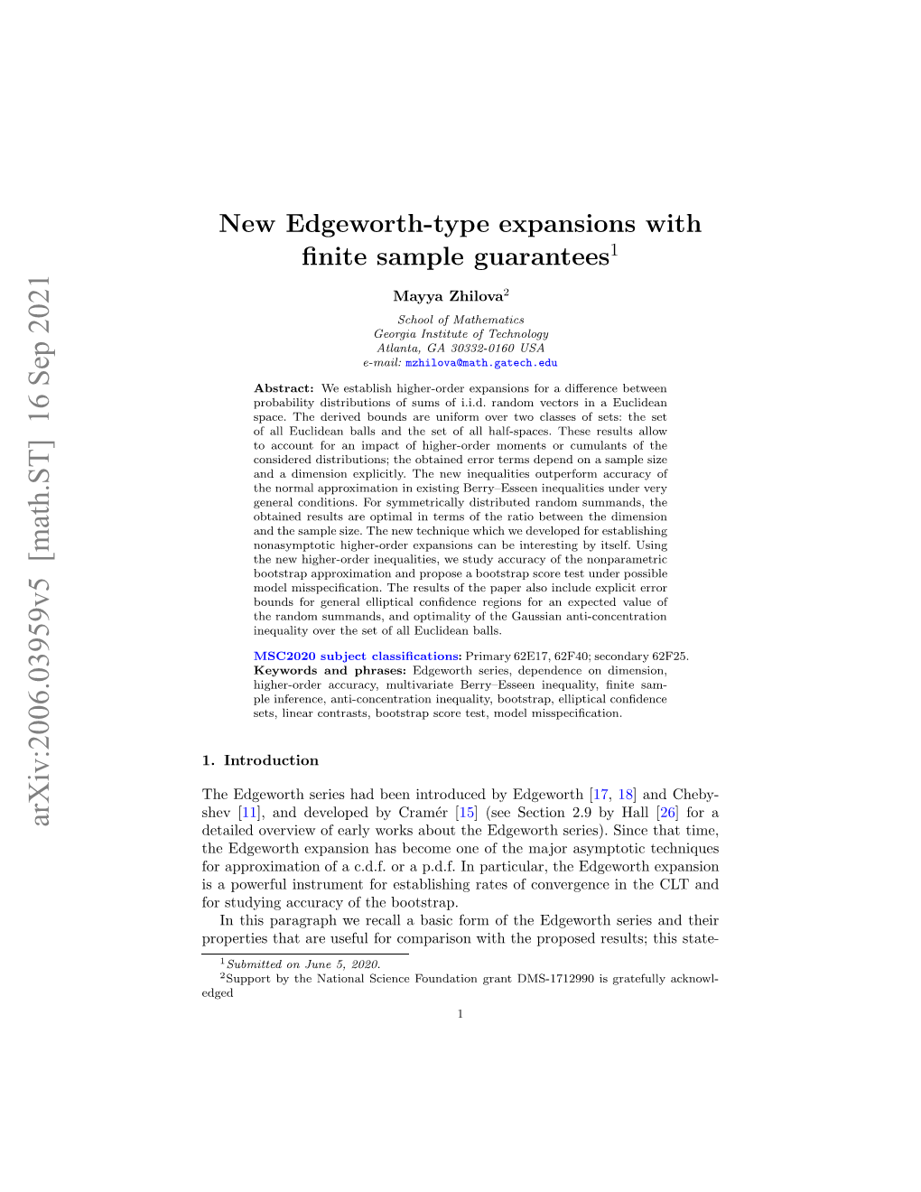 New Edgeworth-Type Expansions with Finite Sample Guarantees1]A2