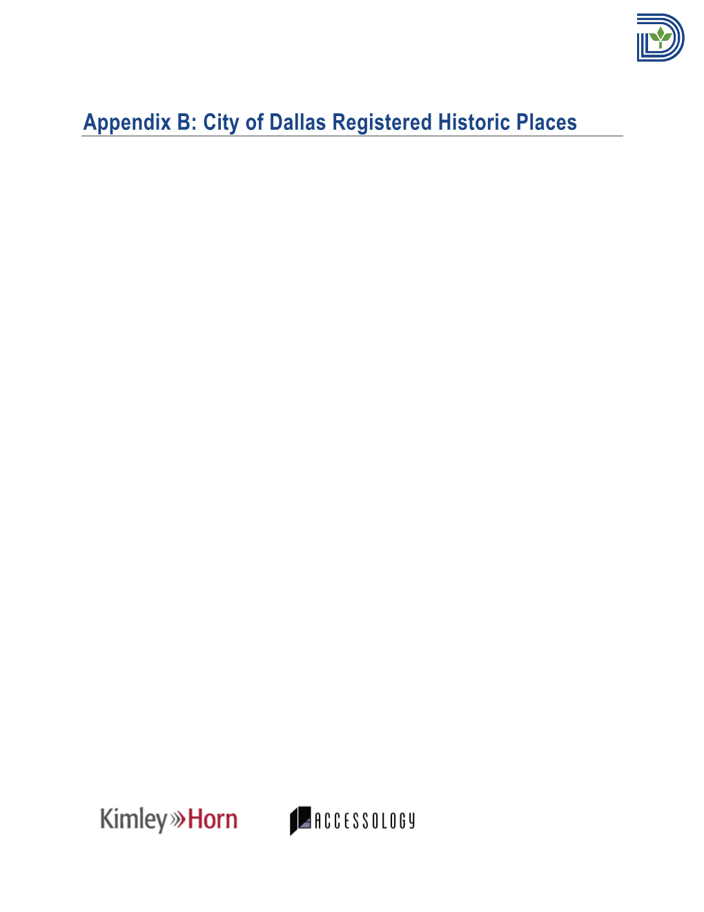 Appendix B: City of Dallas Registered Historic Places
