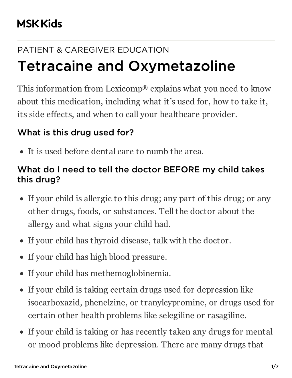 Tetracaine and Oxymetazoline