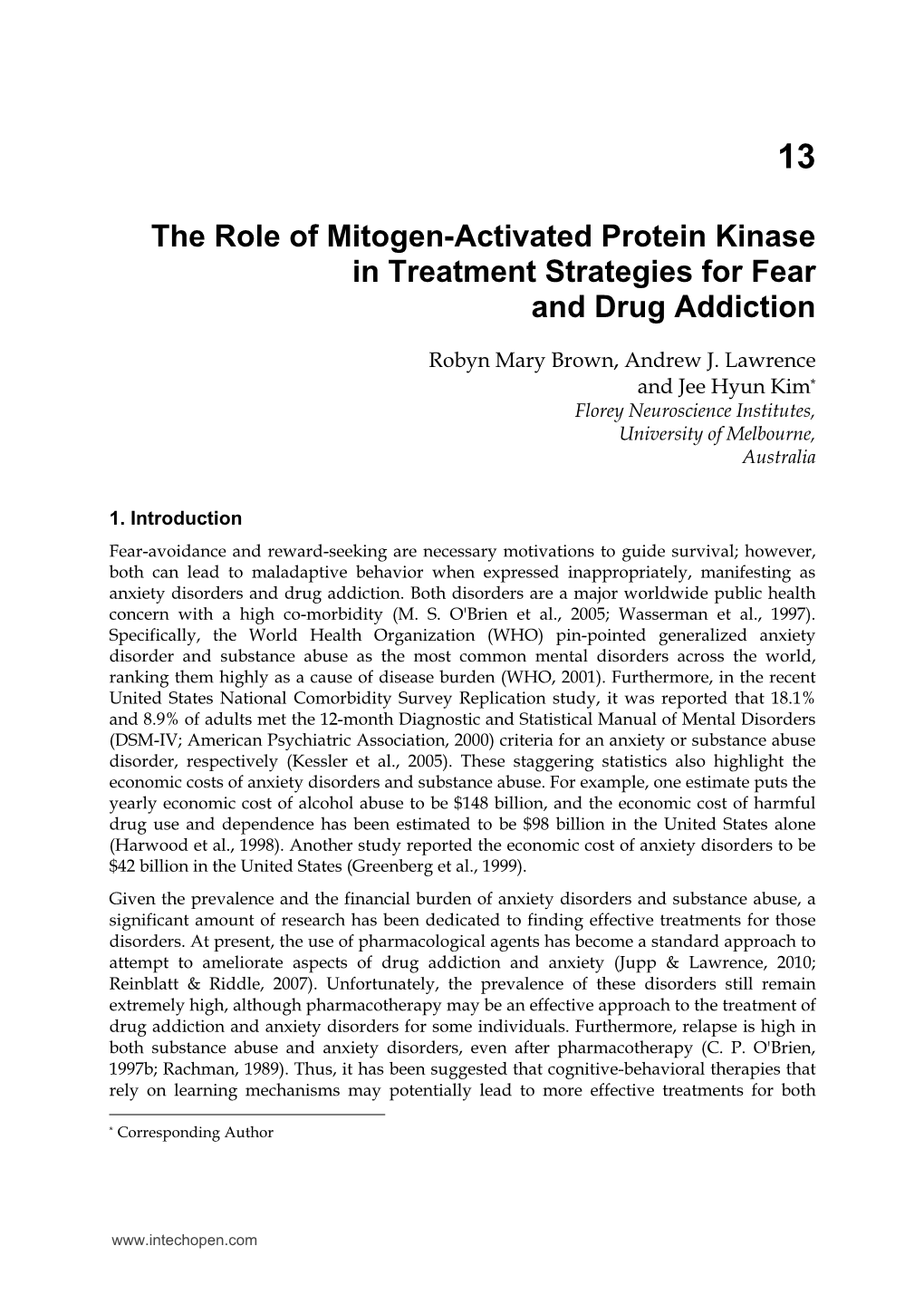The Role of Mitogen-Activated Protein Kinase in Treatment Strategies for Fear and Drug Addiction