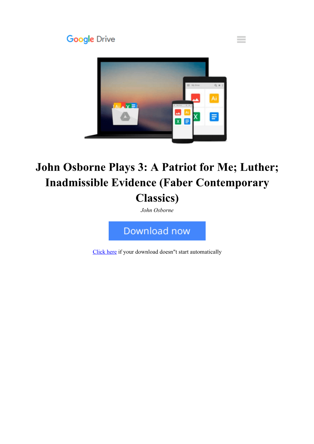 [9K2L]⋙ John Osborne Plays 3: a Patriot for Me; Luther; Inadmissible