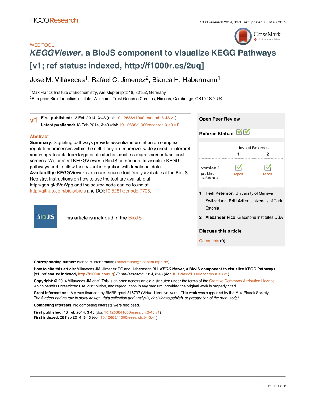 a Biojs Component to Visualize KEGG Pathways Keggviewer [V1