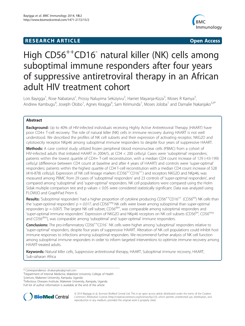 High CD56 CD16 Natural Killer (NK) 14