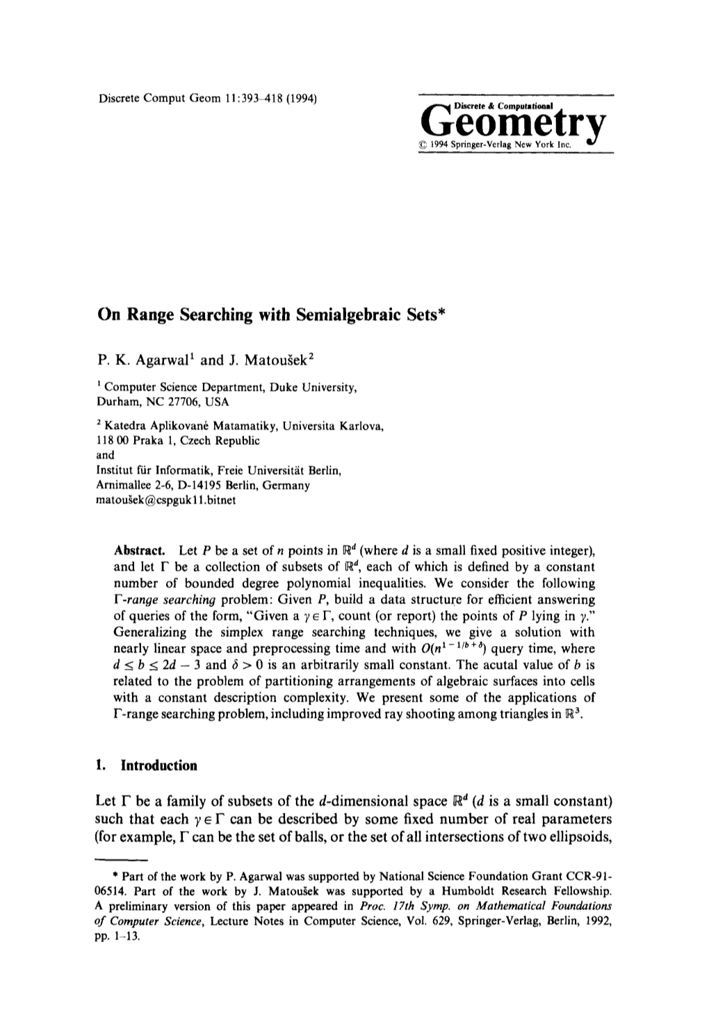 On Range Searching with Semialgebraic Sets*