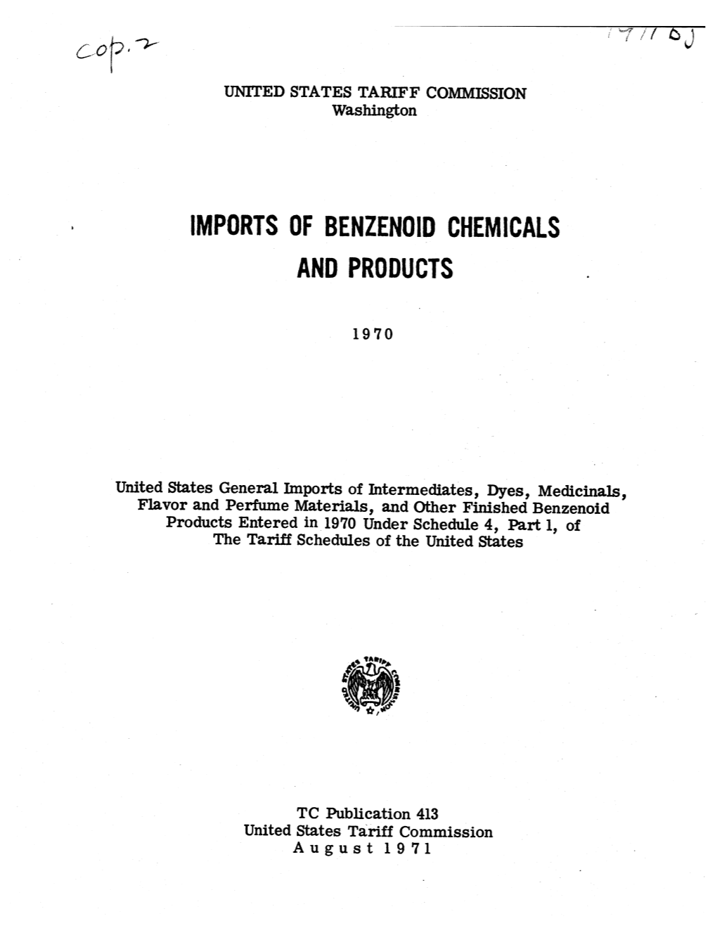 Imports of Benzenoid Chemicals and Products