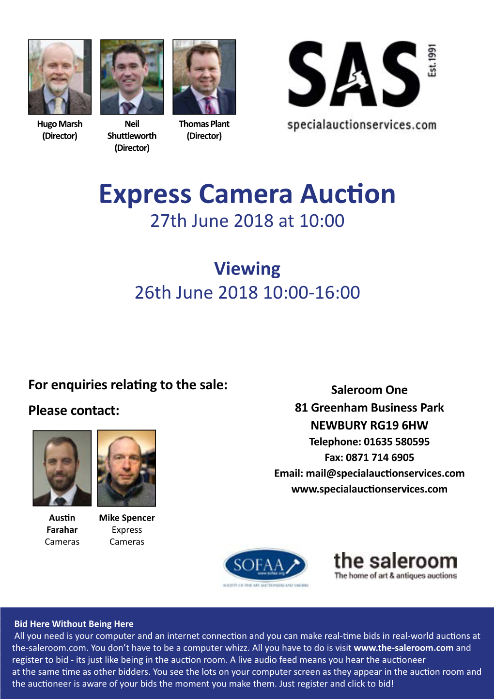 Express Camera Auction 27Th June 2018 at 10:00