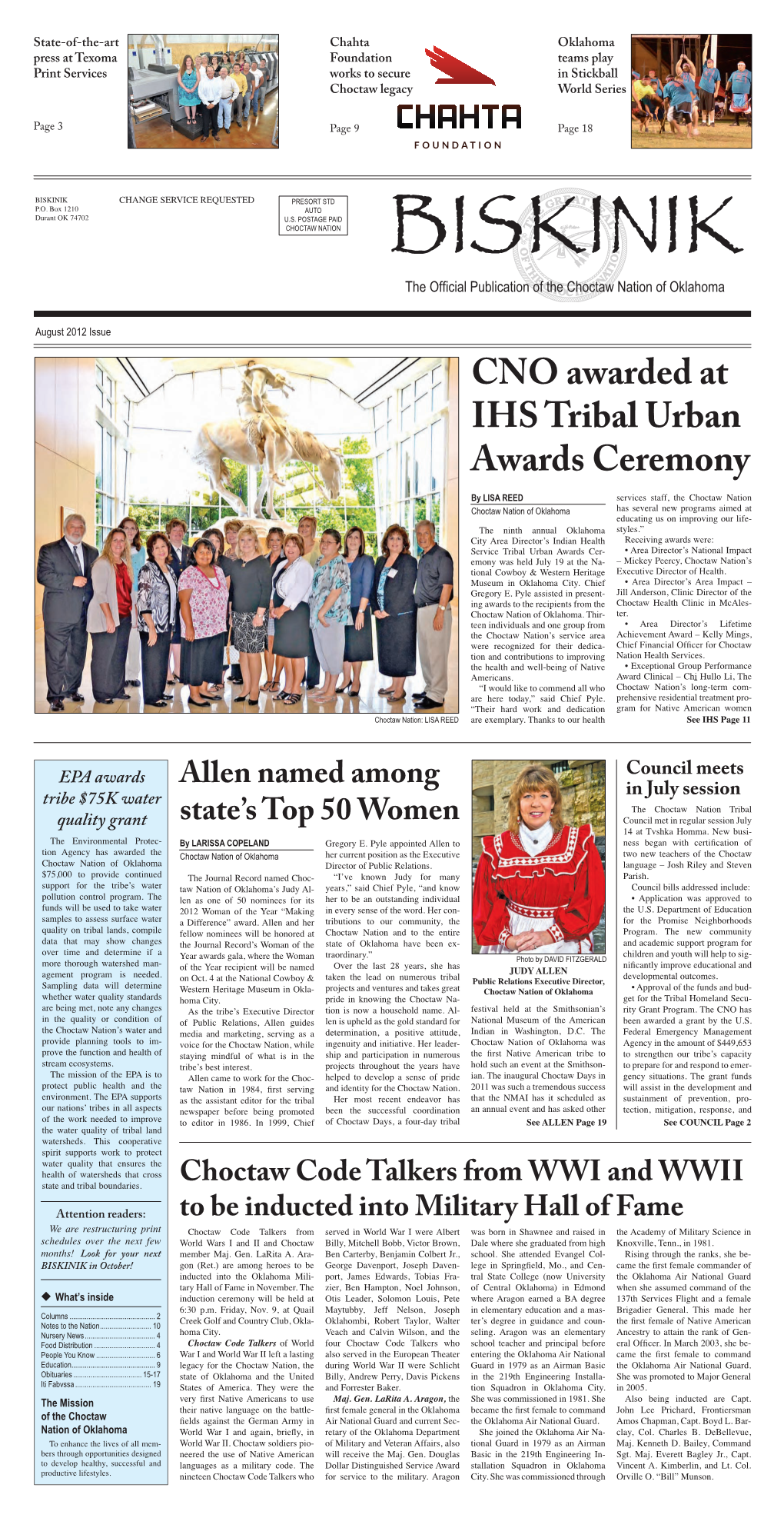 CNO Awarded at IHS Tribal Urban Awards Ceremony