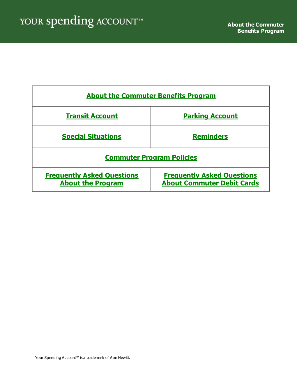 About the Commuter Benefits Program Transit Account Parking