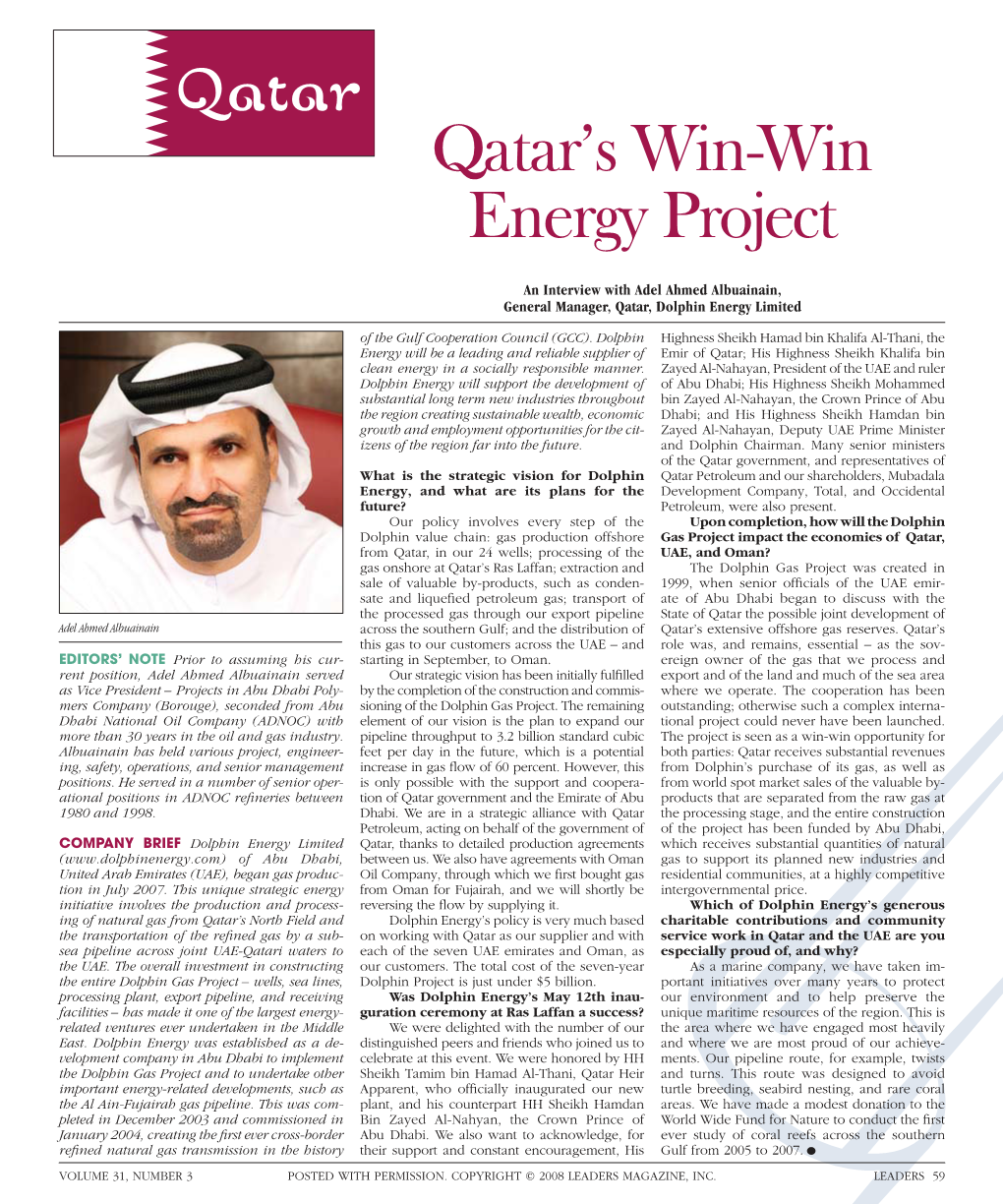 Qatar's Win-Win Energy Project