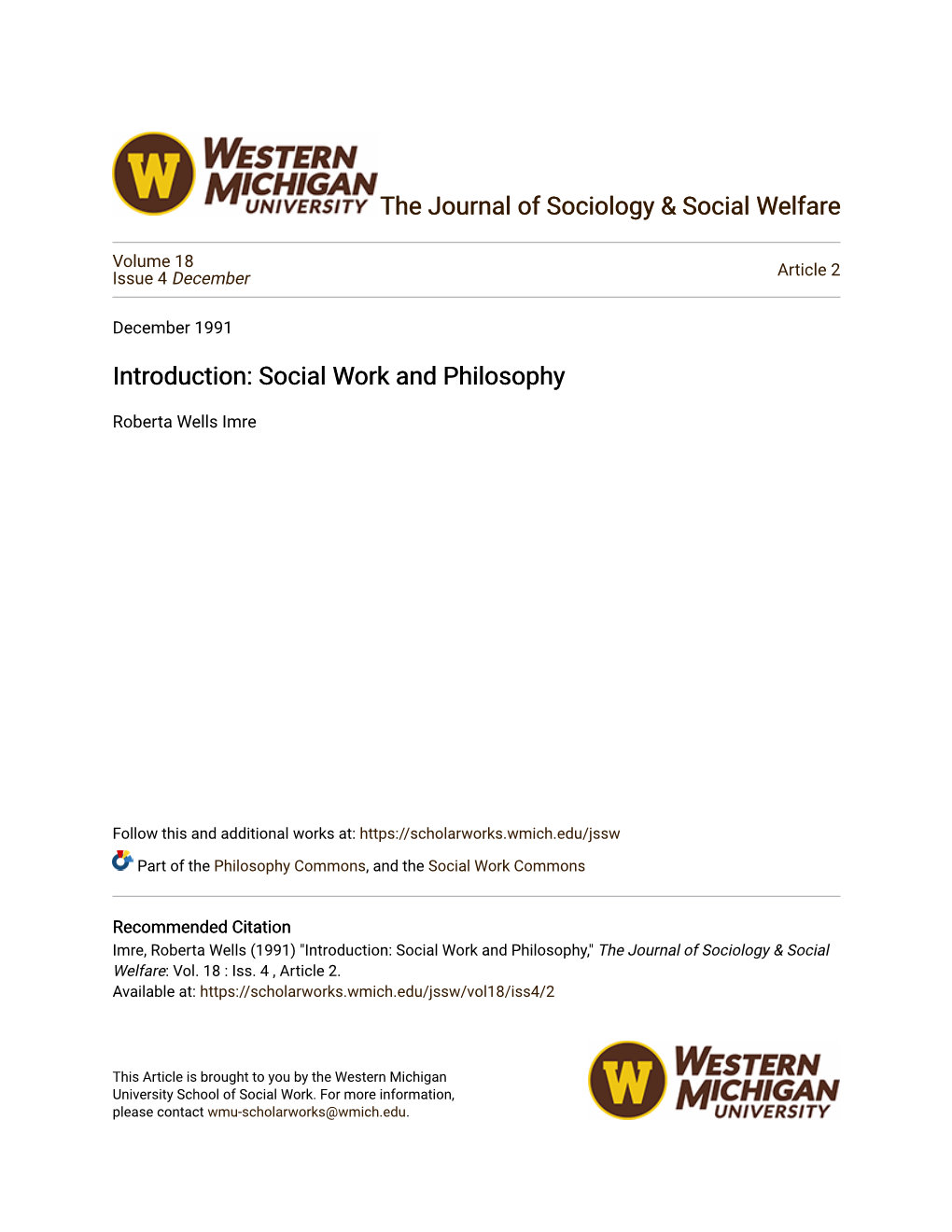 Introduction: Social Work and Philosophy