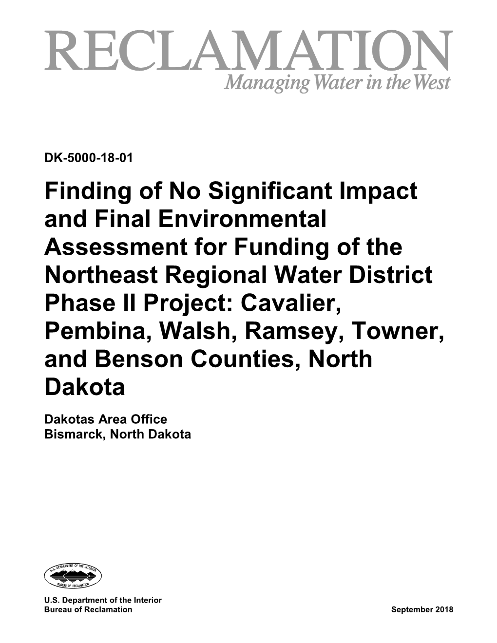 Finding of No Significant Impact and Final Environmental Assessment For