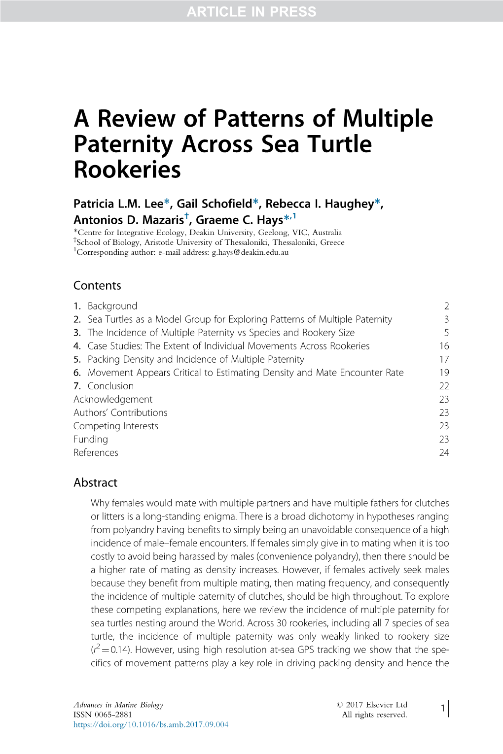 A Review of Patterns of Multiple Paternity Across Sea Turtle Rookeries